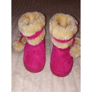 Bebe Girls Pink Tan Fur Fashion Boots Size 5